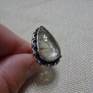 Beautiful GOLD RUTILE Handmade Sterling 925 Ring Size 9 #672C
